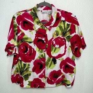 Chico's Floral Red and Green Blouse